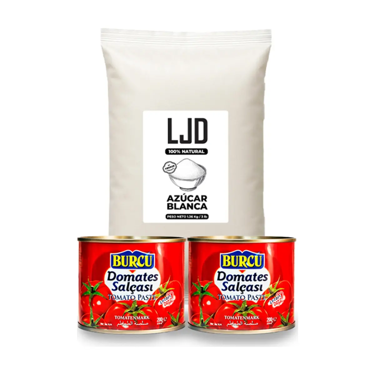 Combo simple #1: Azúcar blanca LJD + Pasta de tomate Burcu