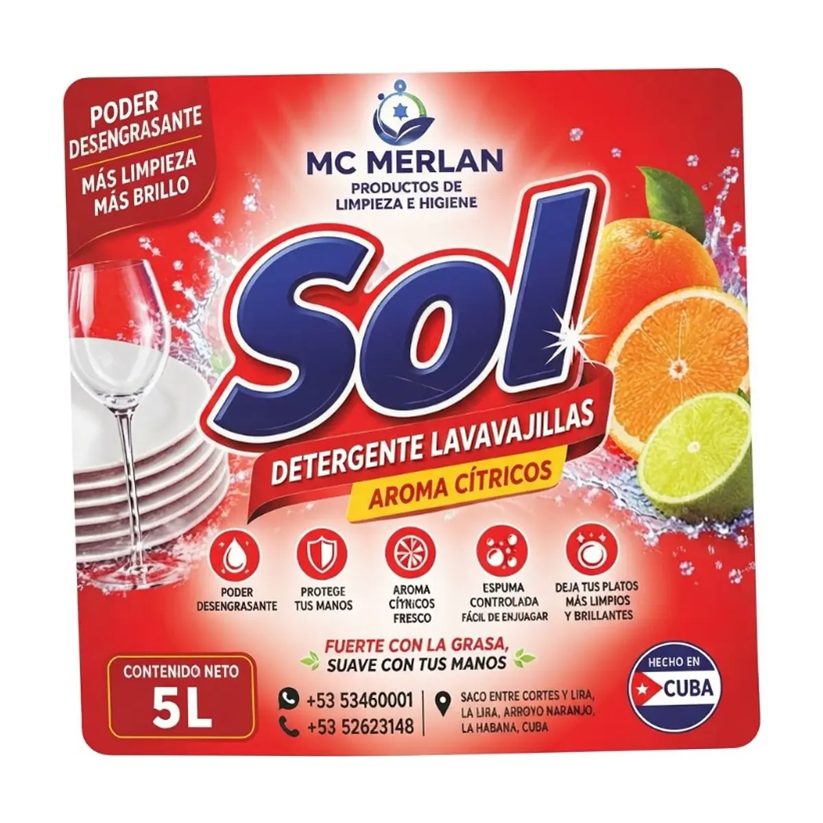 Detergente lavavajillas aroma cítricos Sol MC Merlan (5 L) - Thumbnail 2