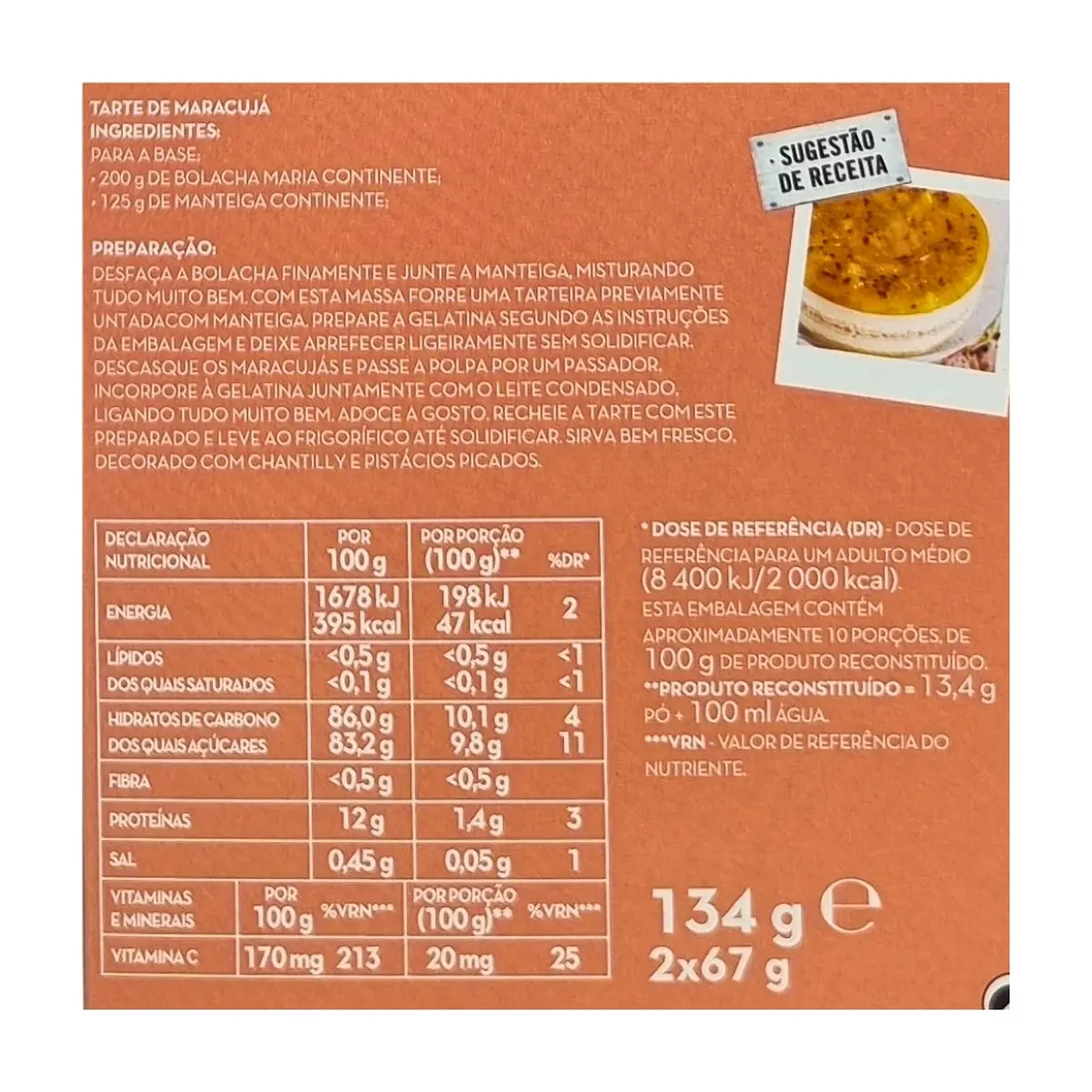 Gelatina en polvo sabor melocotón Continente (2 x 67 g / 2.36 oz) - Thumbnail 3