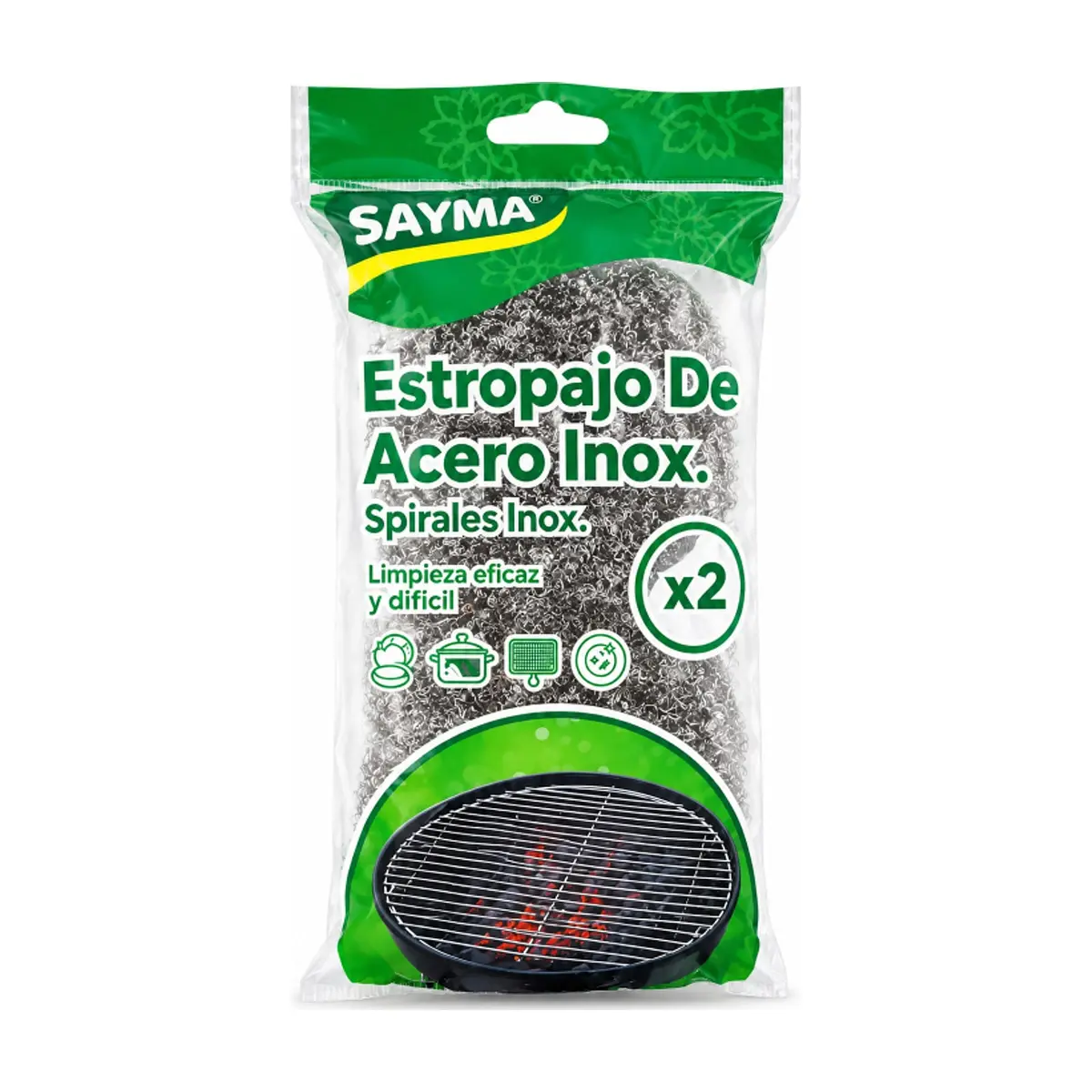 Estropajo de acero inoxidable para limpieza difícil Sayma (2 U)