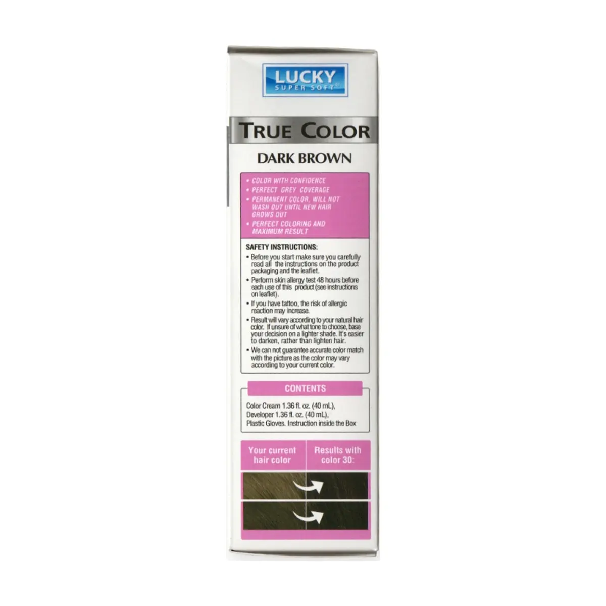 Tinte de cabello para mujer color castaño oscuro #30 Lucky Super Soft (40 ml / 1.36 fl. oz) - Thumbnail 3