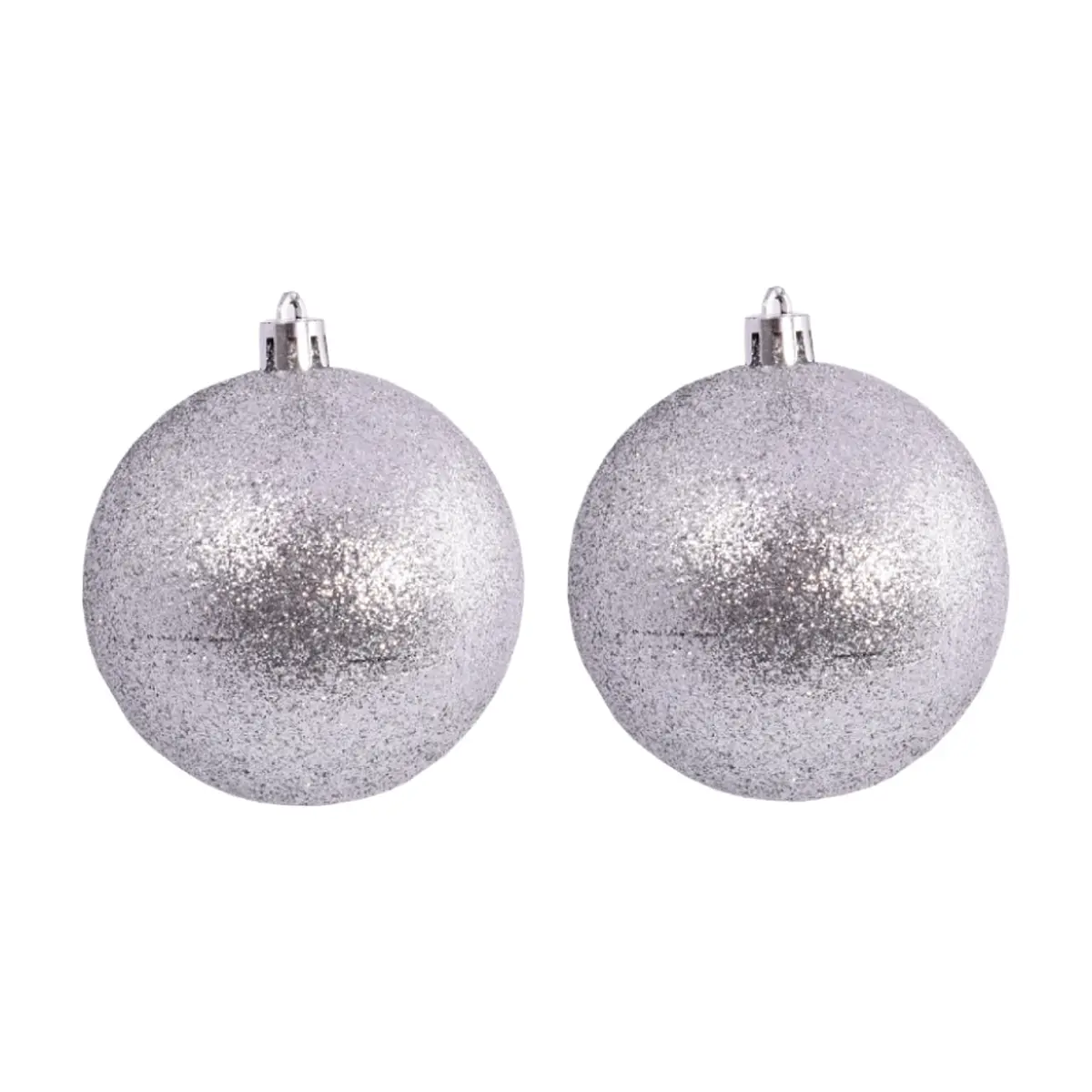 Pack 2 bolas de navidad color plata con purpurina de 7 cm Casa y Menaje
