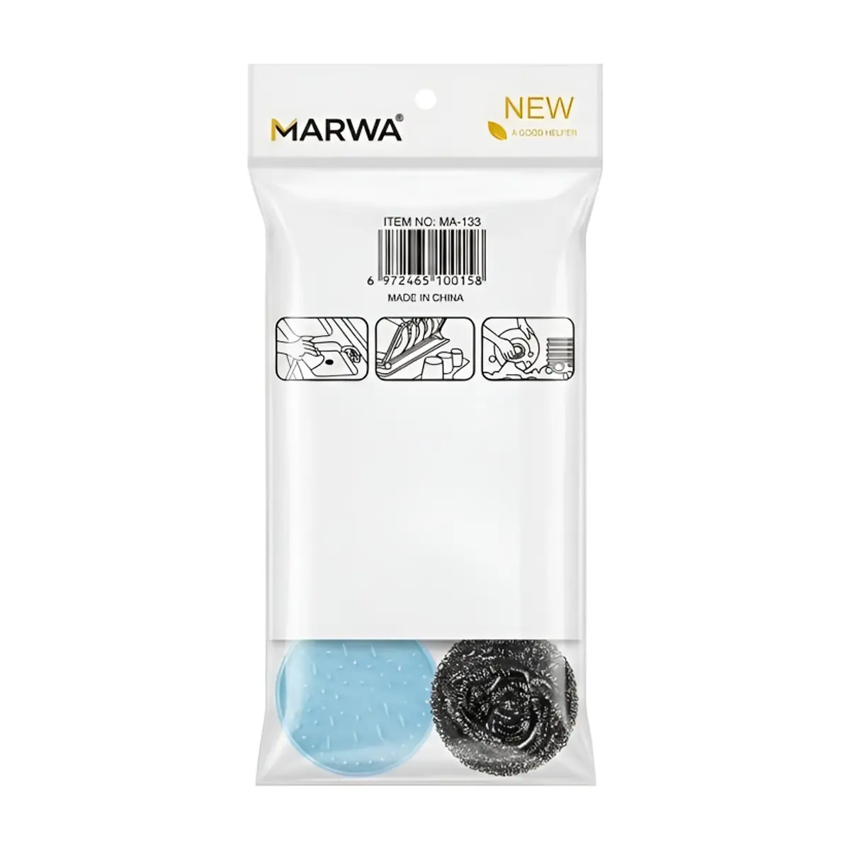 Paquete de esponja, estropajos y cepillo para fregar Marwa - Miniatura 2