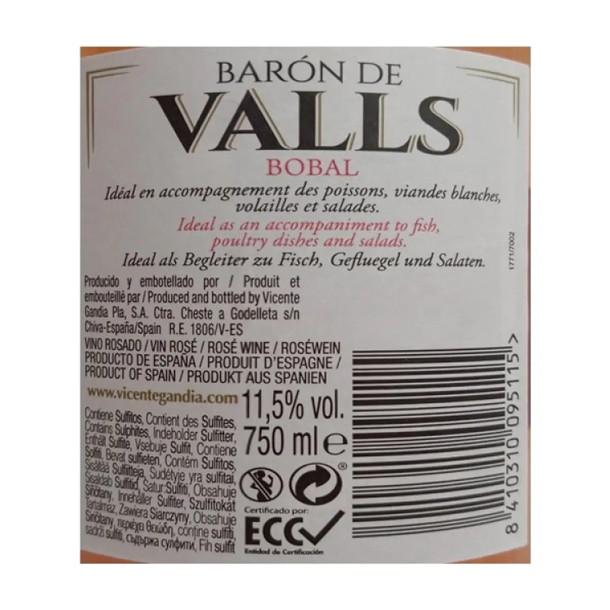 Vino rosado bobal Barón de Valls (750 ml) - Thumbnail 6