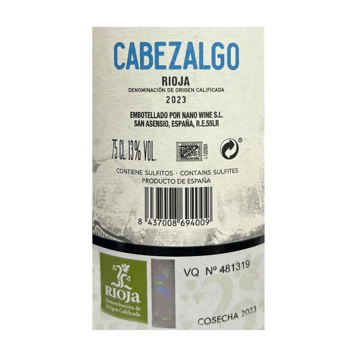 Vino tinto rioja Cabezalgo (750 ml) - Miniatura 2