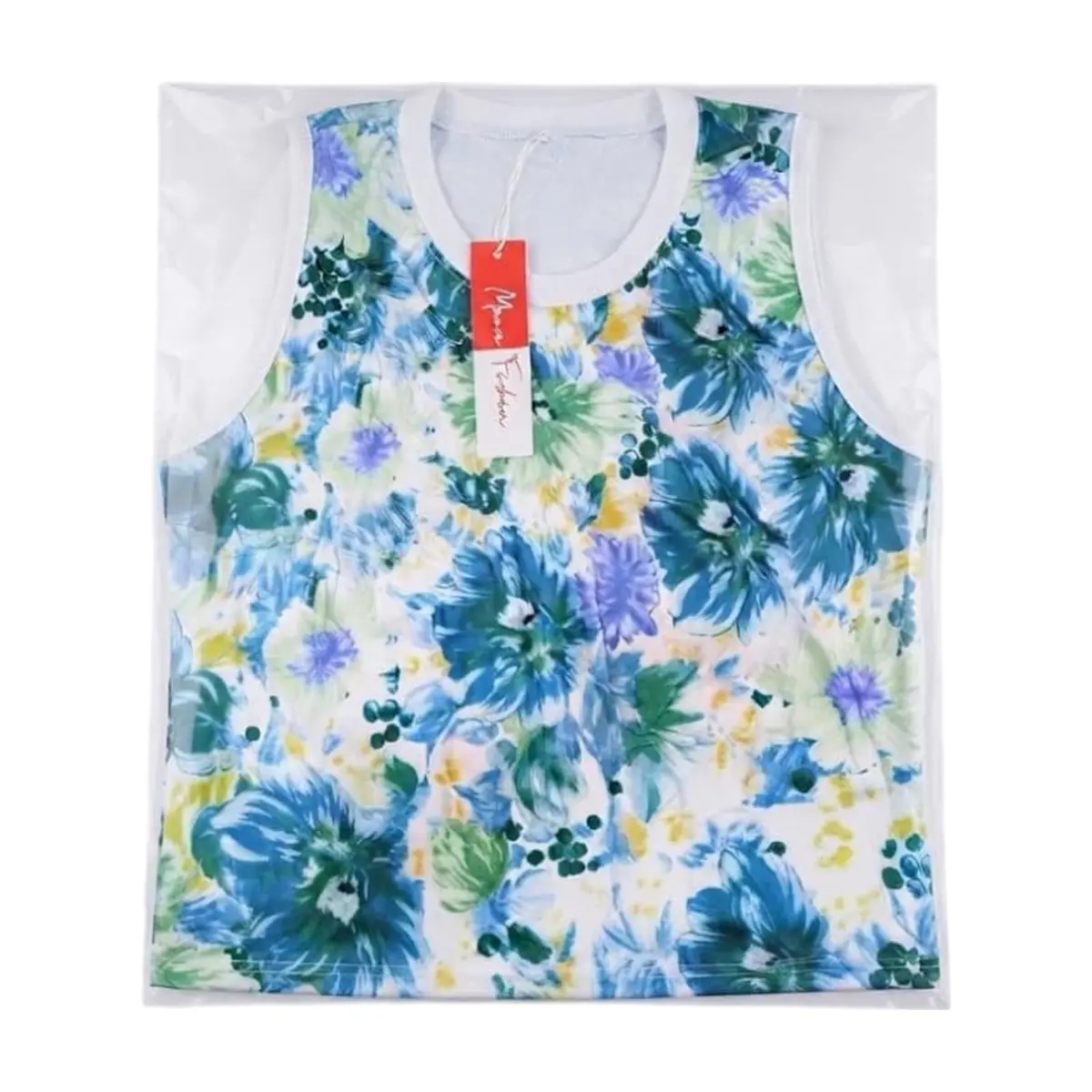 Vestido largo ajustado sin mangas con estampado floreado en tonos verde y azul Mana Fashion (Talla única) - Thumbnail 3