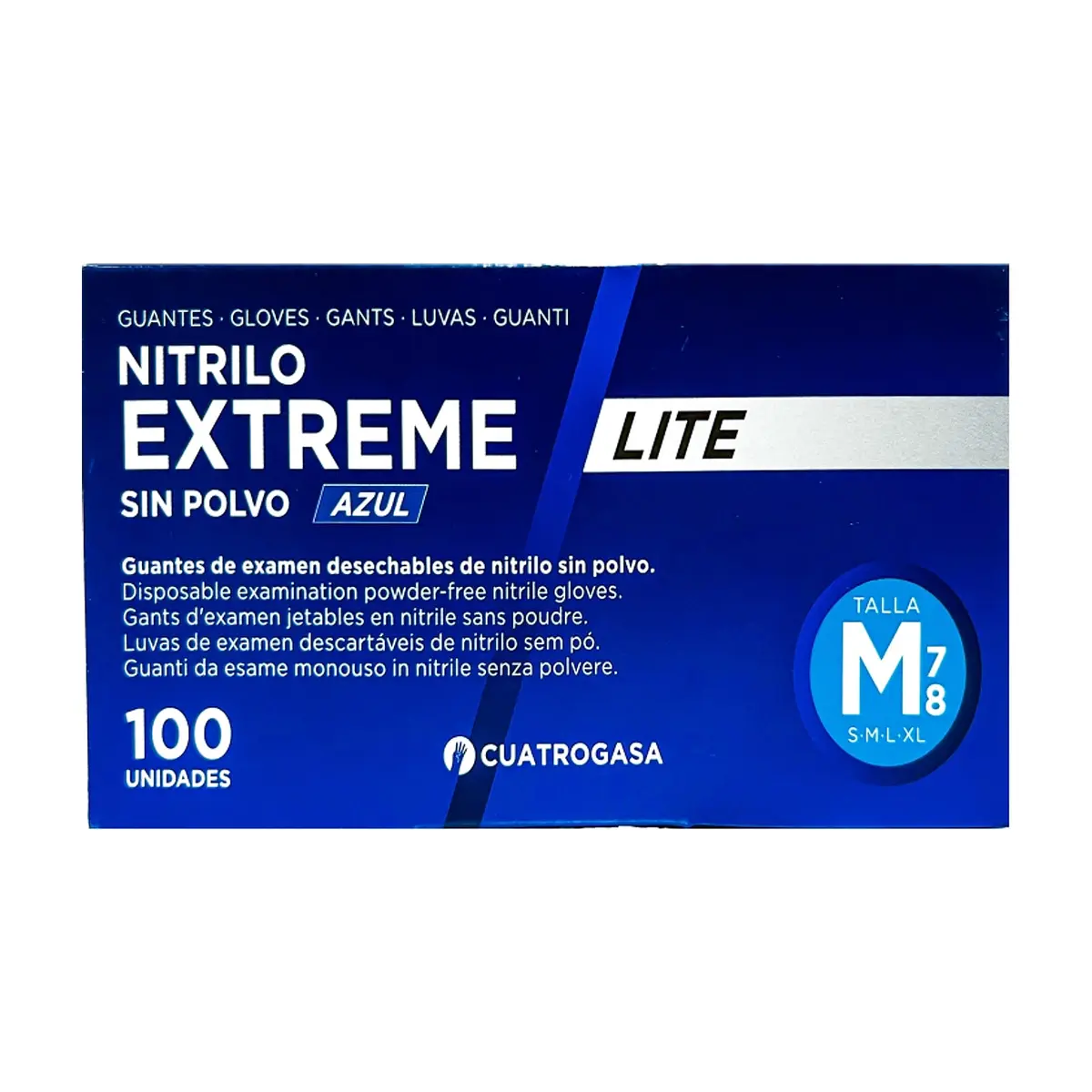 Caja de guante ambidiestro desechable de nitrilo azul talla M CUATROGASA (100 U) - Miniatura 2