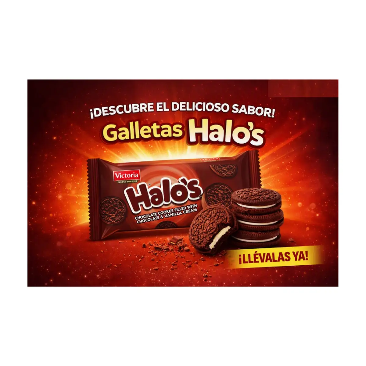 Galletas de chocolate rellenas con crema sabor chocolate Victoria Garden Halo’s (30 g / 1.05 oz) - Thumbnail 4
