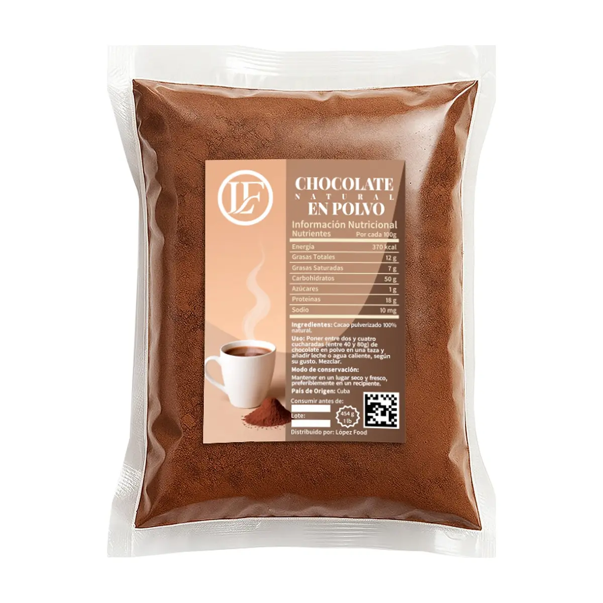 Chocolate natural en polvo LF (454 g / 1 lb)