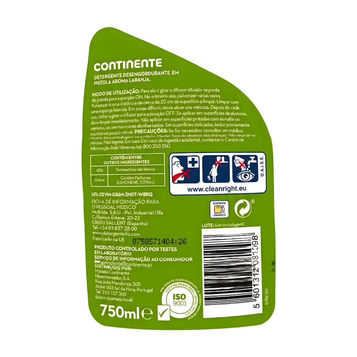 Spray desengrasante Continente (750 ml / 25.36 fl oz) - Thumbnail 3