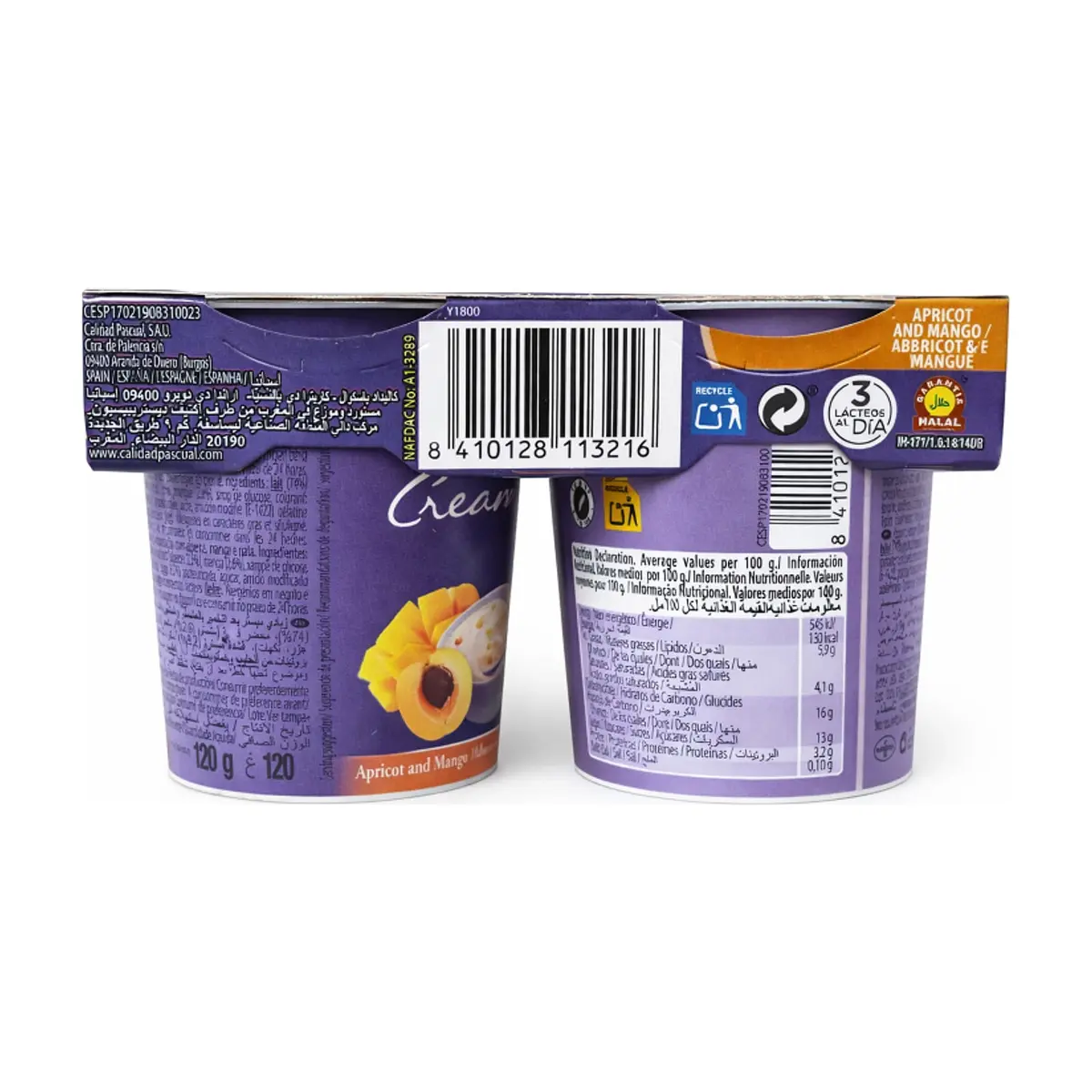 Yogur cremoso pasteurizado después de la fermentación con albaricoque, mango y nata Pascual (12 x 120 g / 4.23 oz) - Miniatura 3