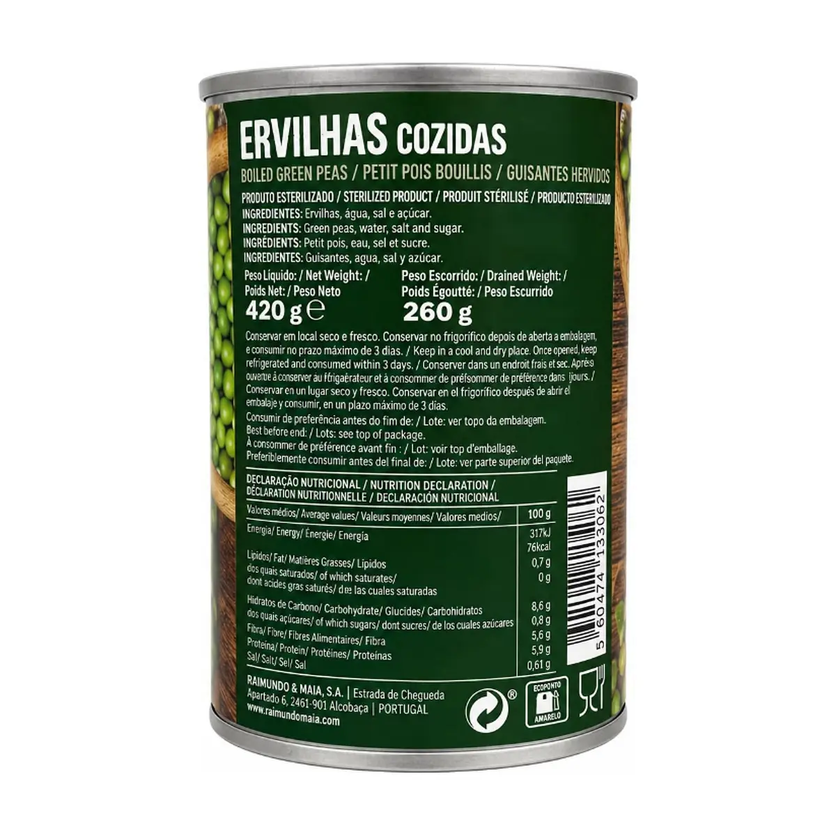 Guisantes cocidos lata Cistér (420 g / 14.8 oz) - Miniatura 2