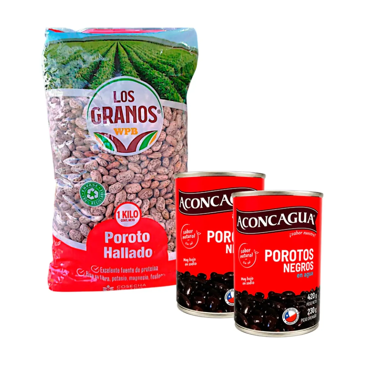 Combo: Poroto hallado + Porotos negros en agua