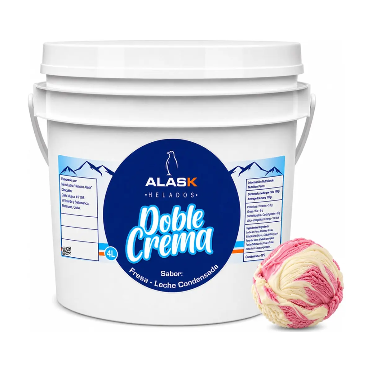 Helado doble crema sabor fresa y leche condensada Alask (4 L) - Imagen 1