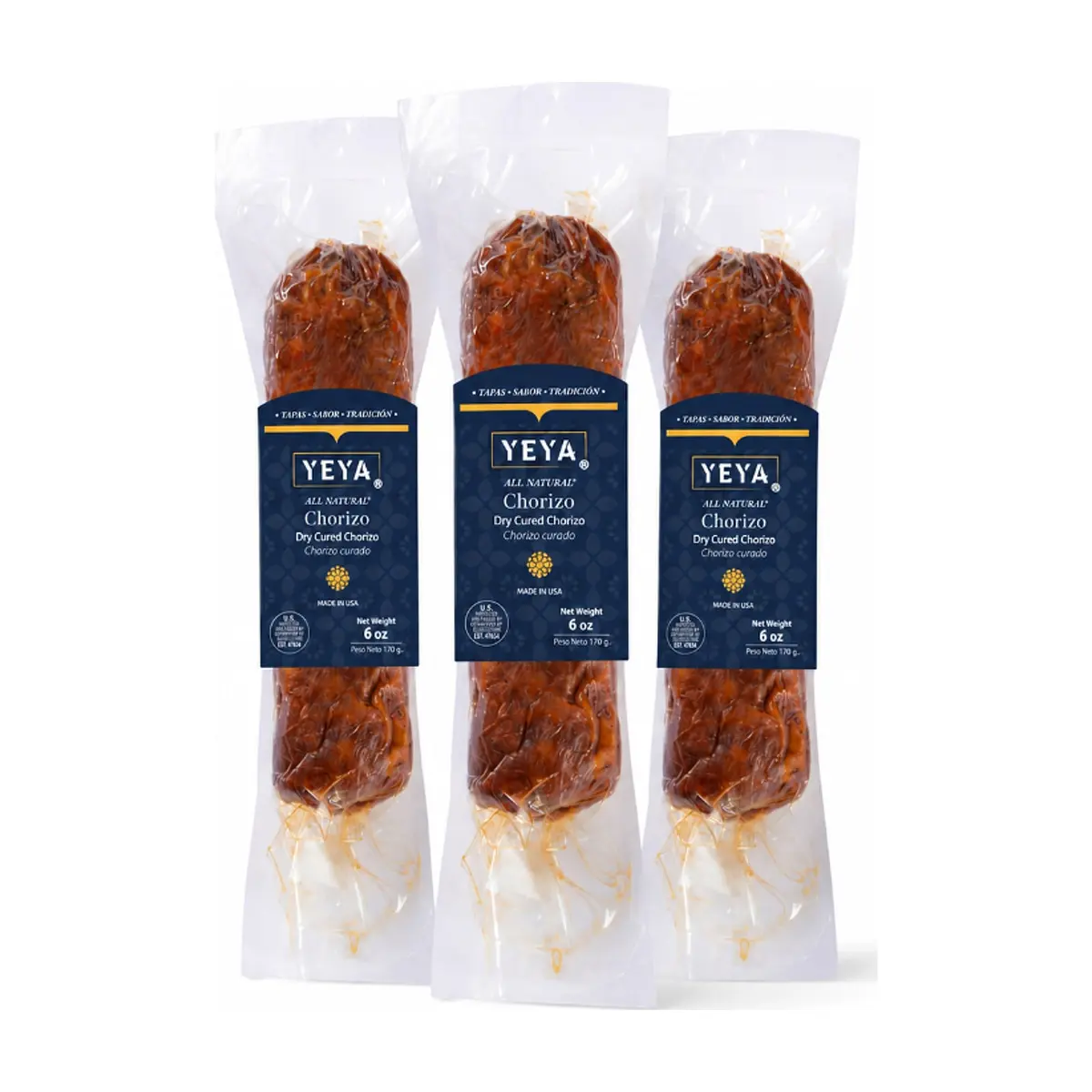 Chorizo Curado -tipo vela- YEYA (3 x 170 g / 6 oz)