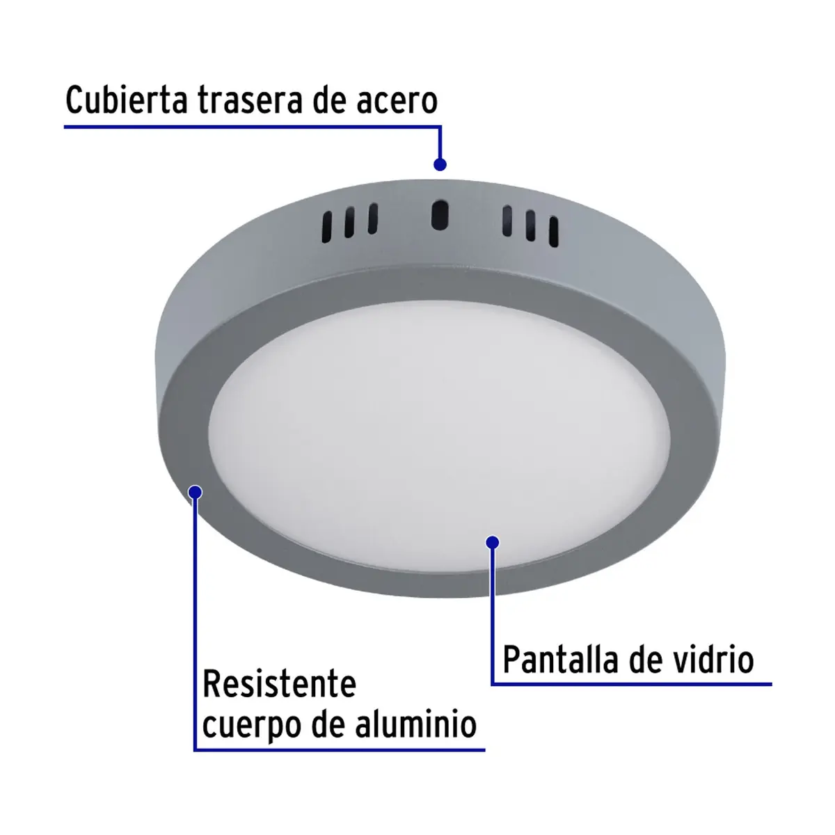 Luminario redondo gris LED 12 W Volteck PLA-215L - Thumbnail 5