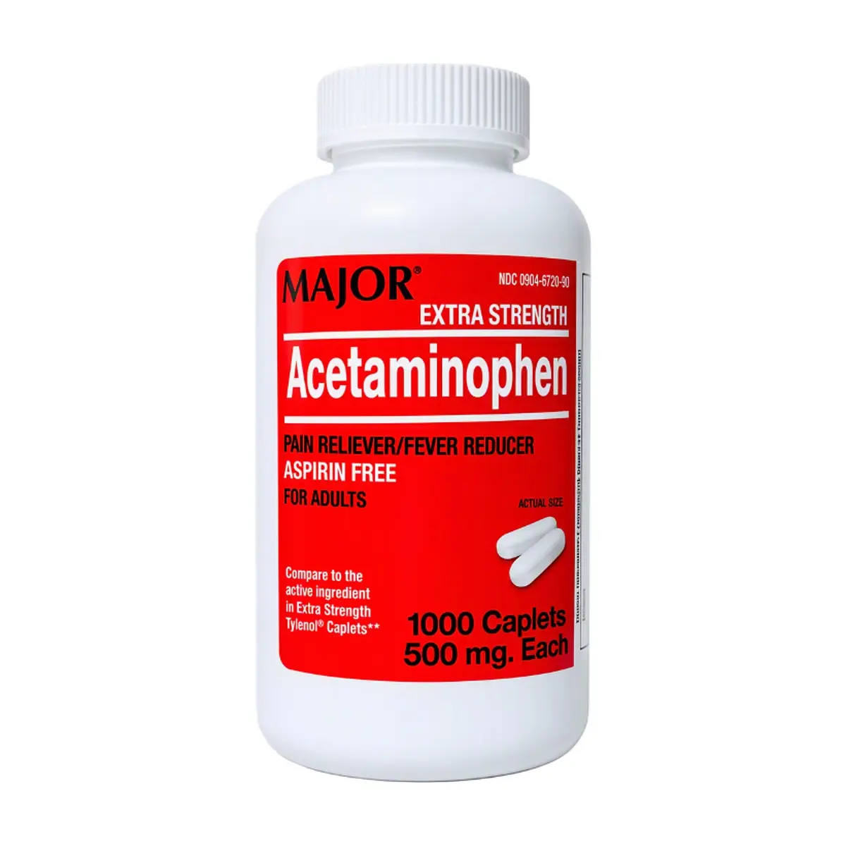 Acetaminofén sin aspirina 500 mg Major (1000 cápsulas)