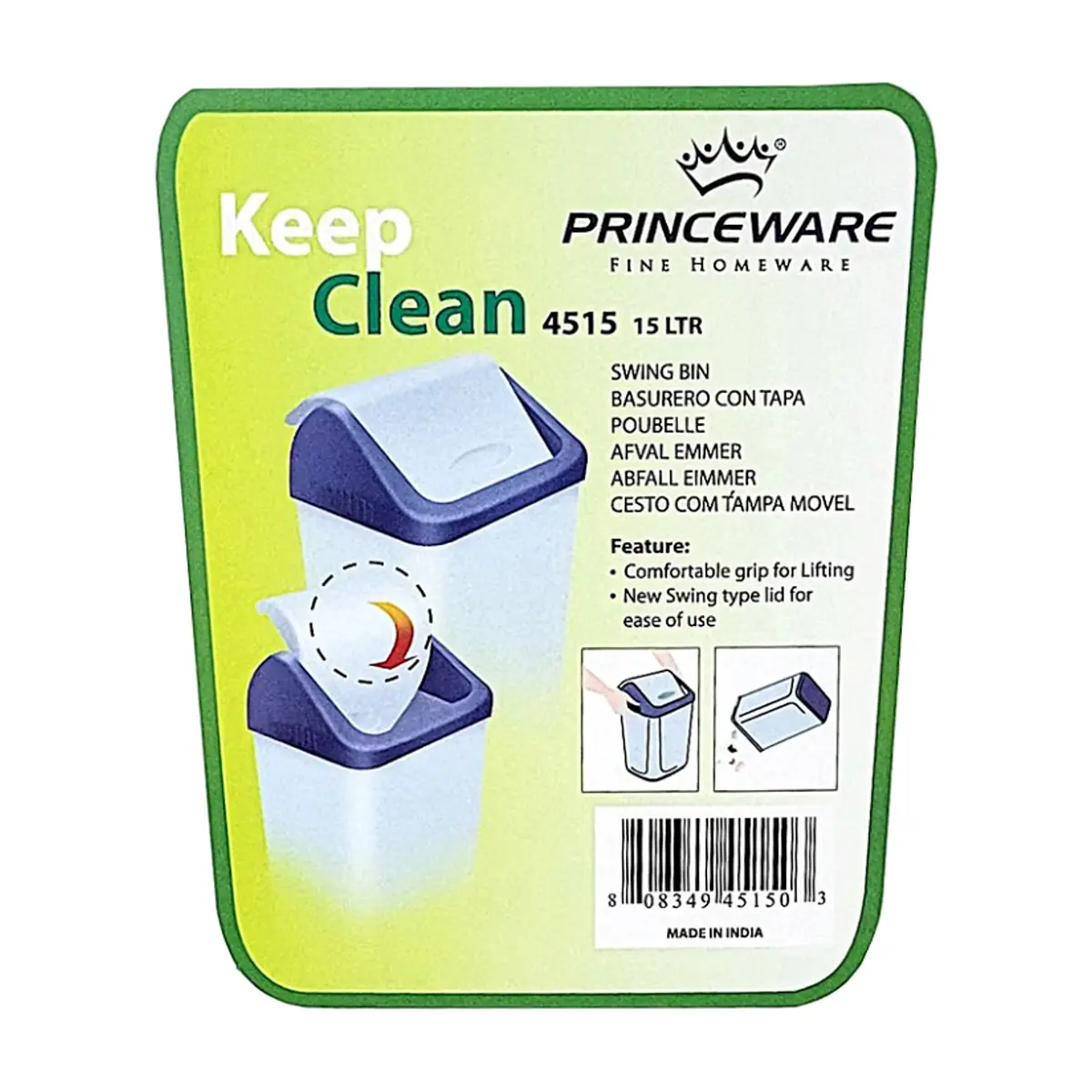 Cesto con tapa giratoria para basura 15 L Princeware - Thumbnail 2