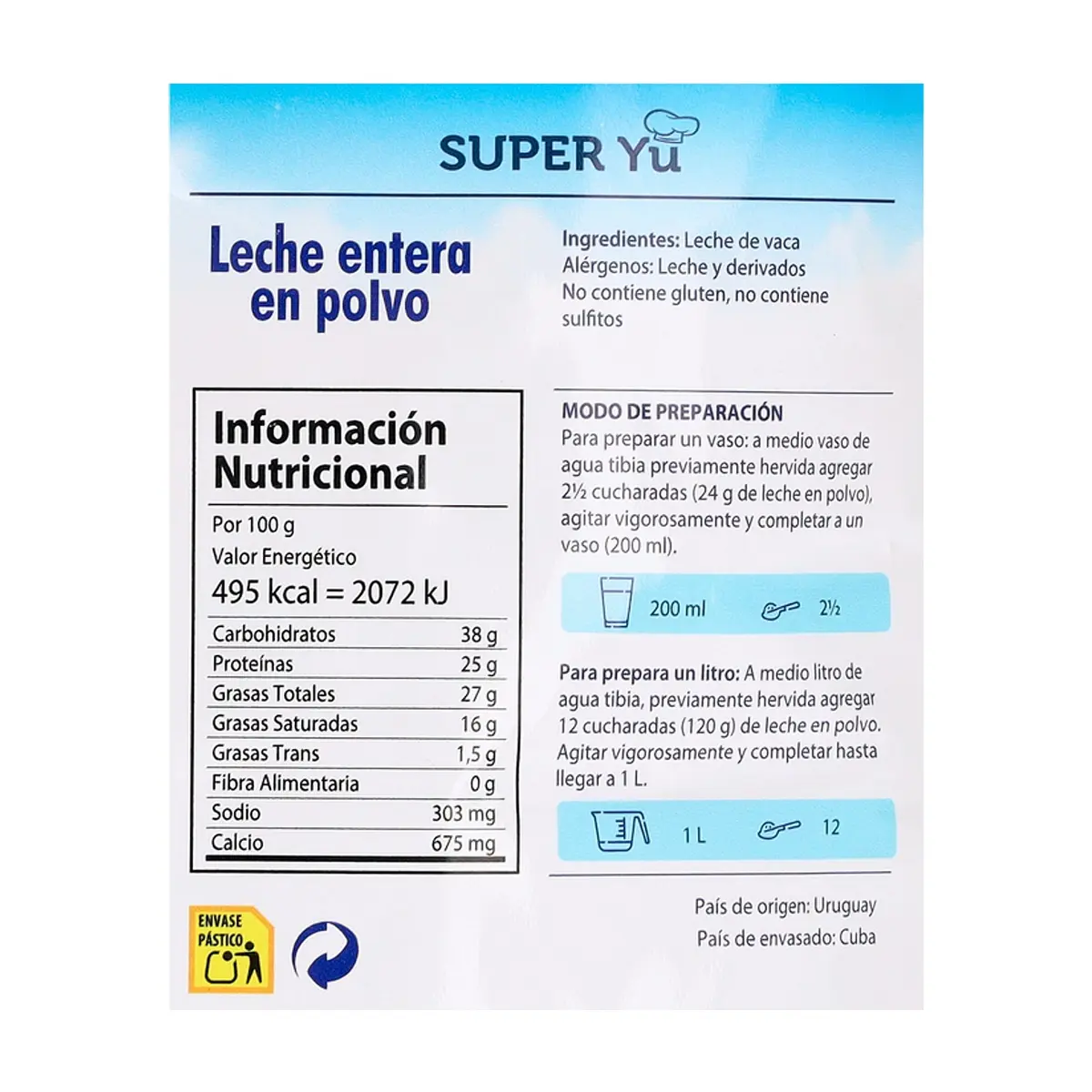 Leche entera en polvo Super Yu (907 g / 2 lb) - Thumbnail 3