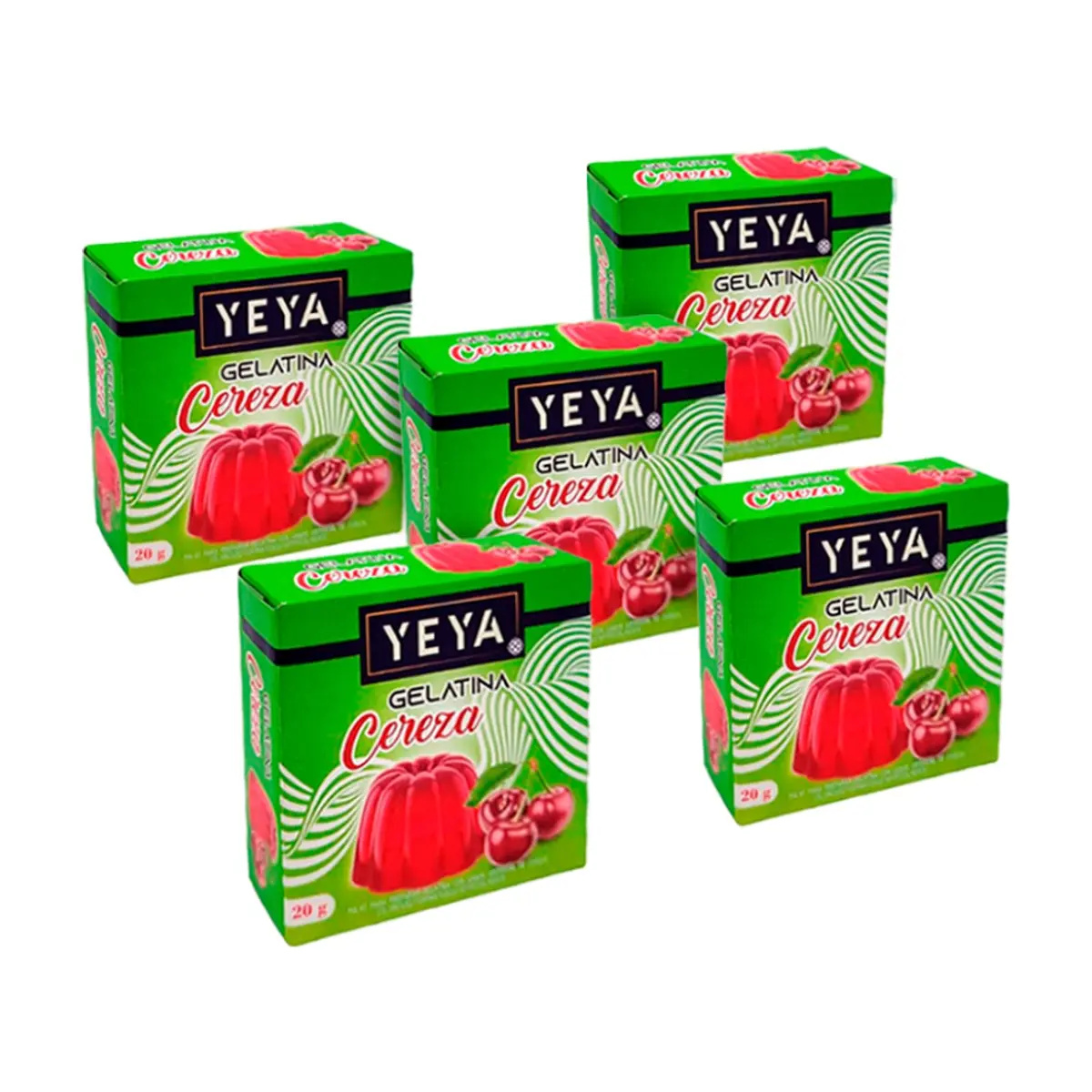 Gelatina sabor cereza YEYA (5 x 20 g)