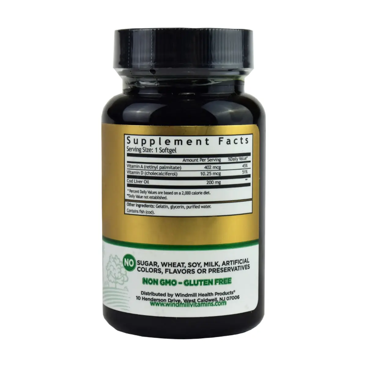 Aceite de hígado de bacalao 200 mg Windmill Naturals Vitamins (100 cápsulas blandas) - Thumbnail 4