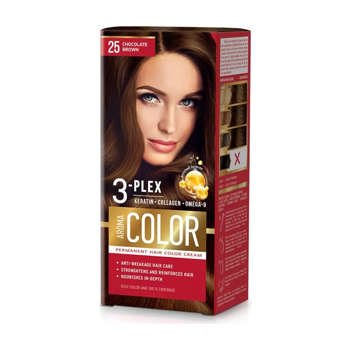 Tinte para el Cabello Castaño Chocolate 25 (45ml) AROMA COLOR