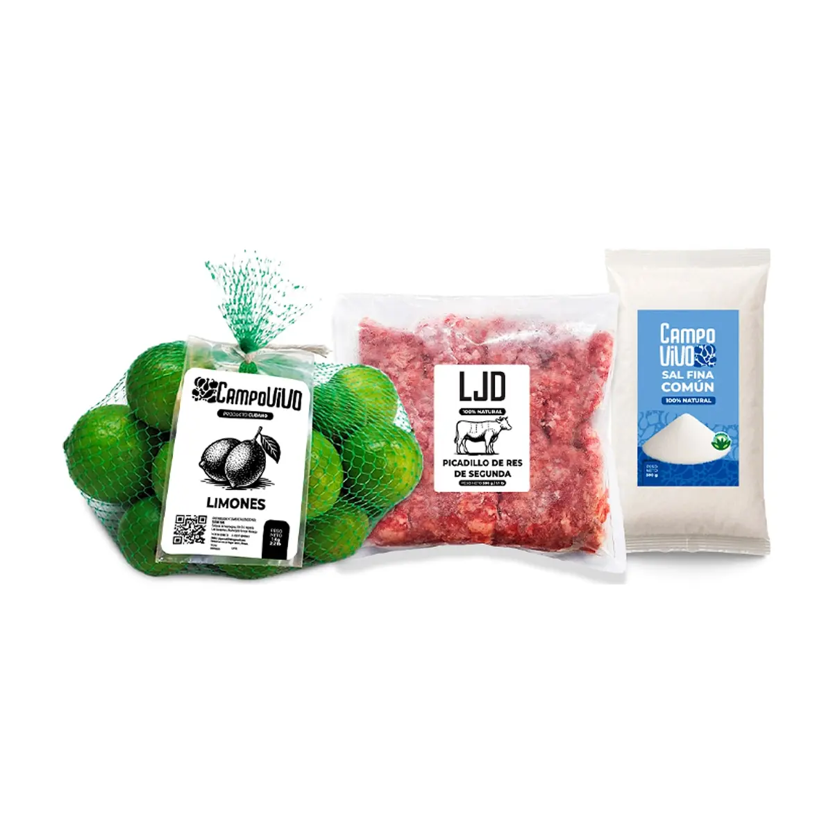 Combo Campo Vivo: Sal fina común + Limones + Picadillo de res de segunda - Imagen 1