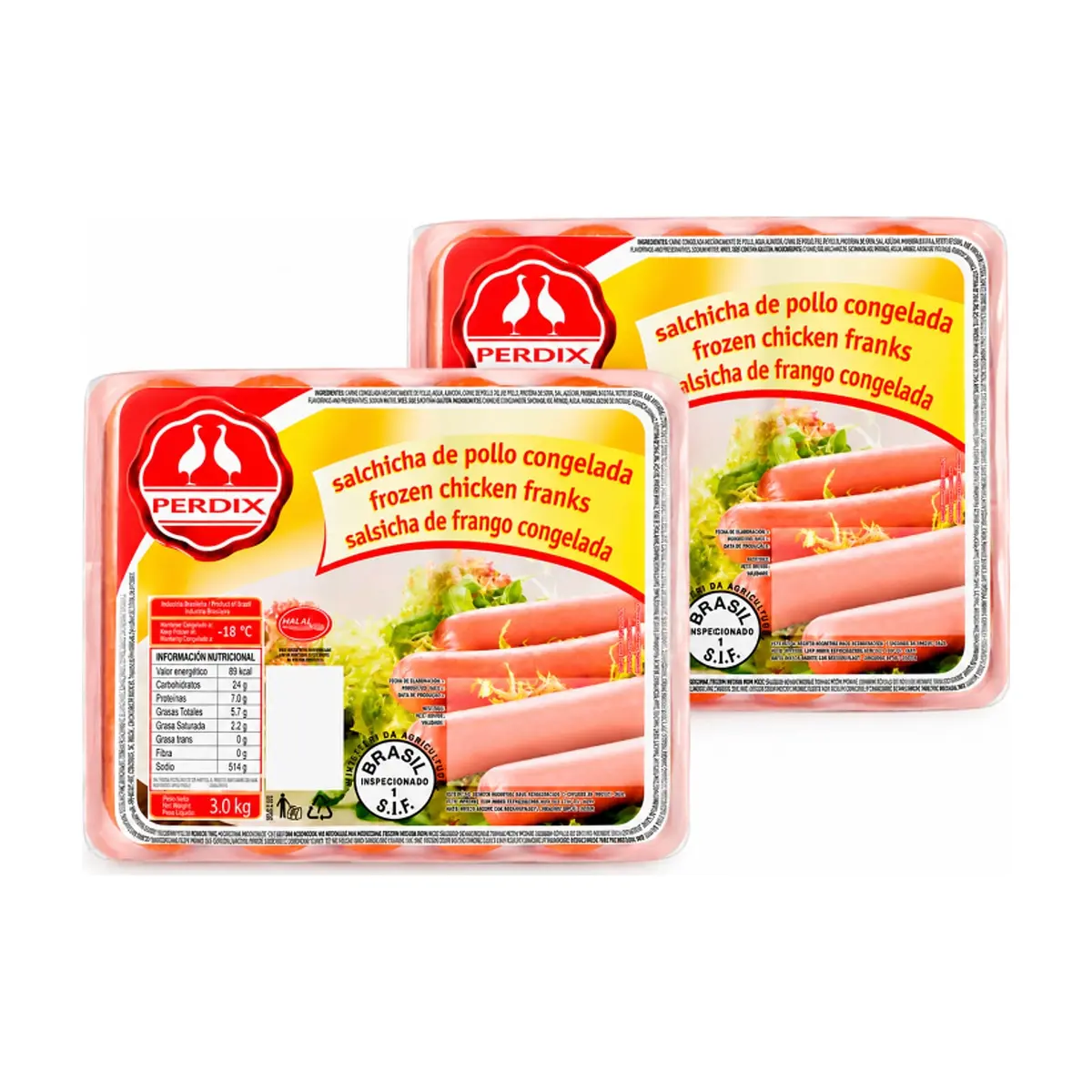 Salchicha de pollo congelada Perdix (2 x 3.0 kg / 6.6 lb) - Imagen 1