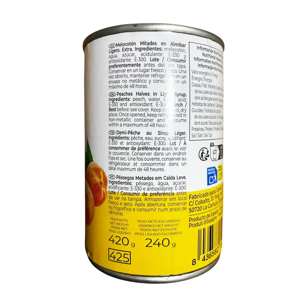 Melocotón mitades en almíbar Extra (420 g / 14.81 oz) - Thumbnail 3