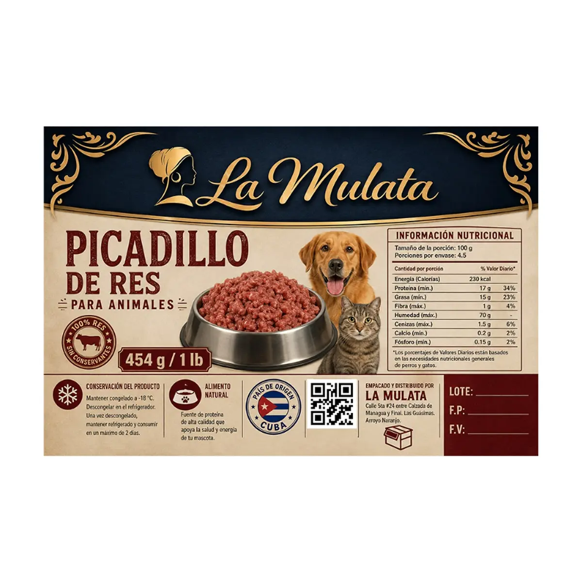 Picadillo de res para animales La Mulata (454 g / 1 lb) - Thumbnail 2