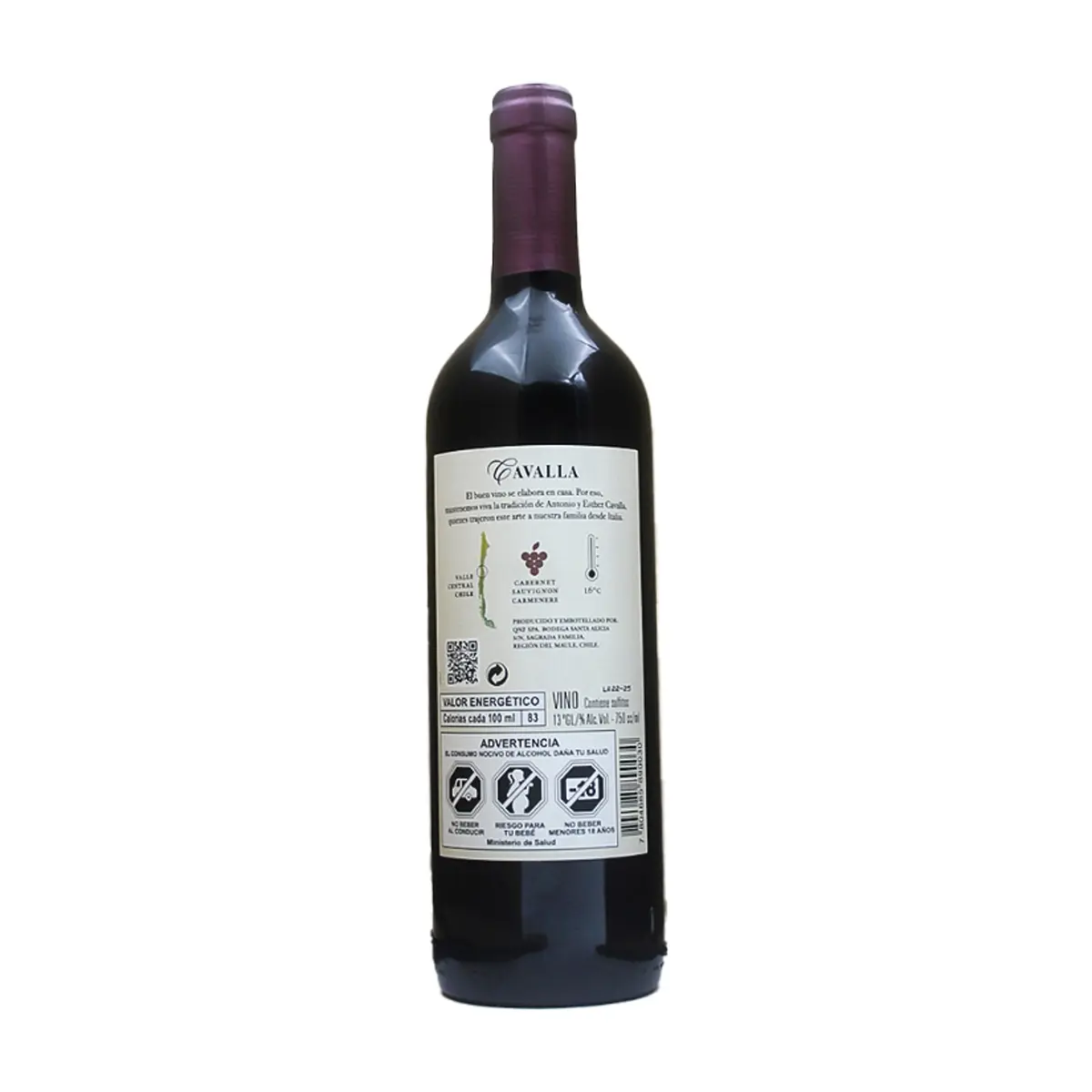 Vino tinto Cabernet Sauvignon Carmenere Cavalla (750 ml) - Miniatura 3