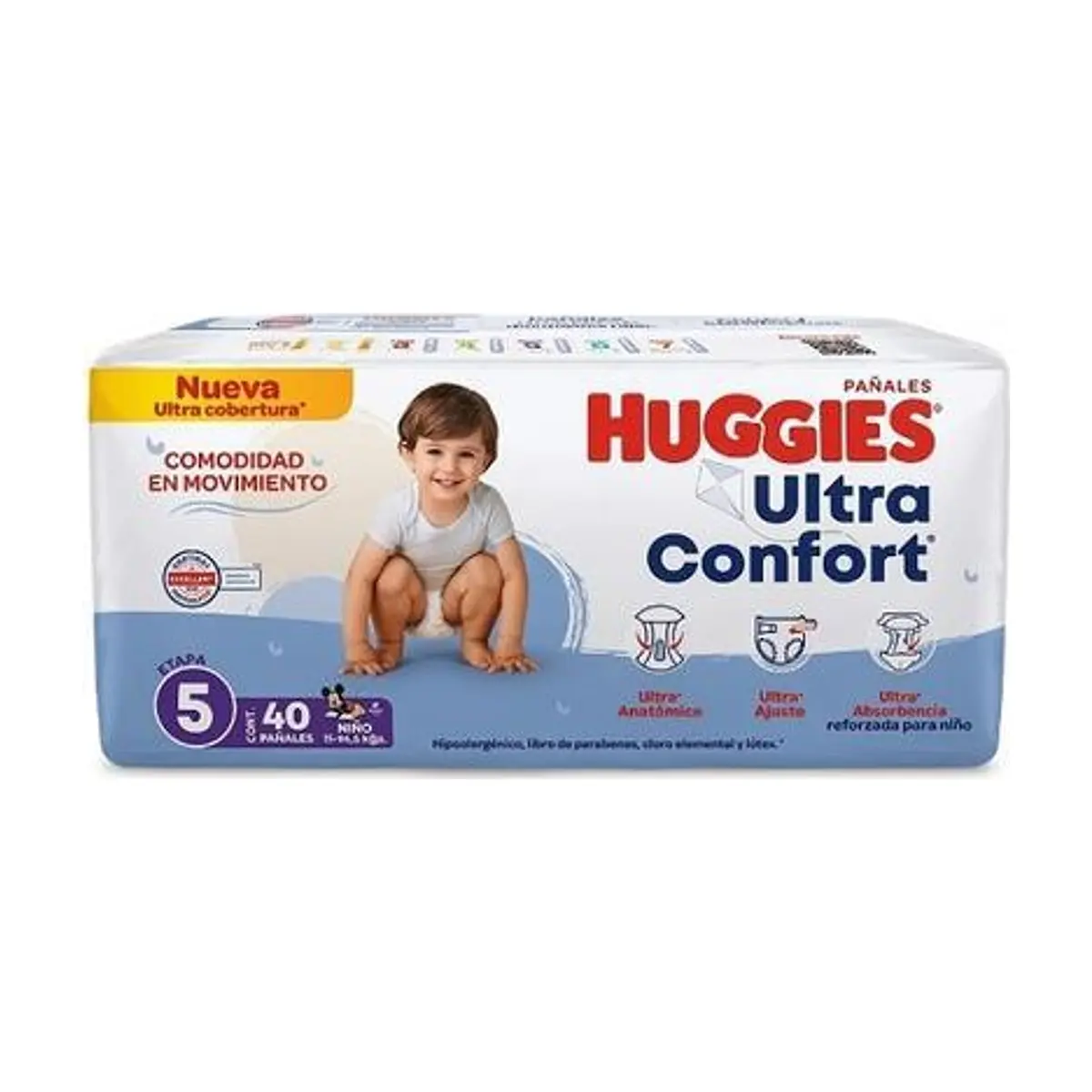 Pañales Desechables Etapa 5 Niño (40 piezas) HUGGIES