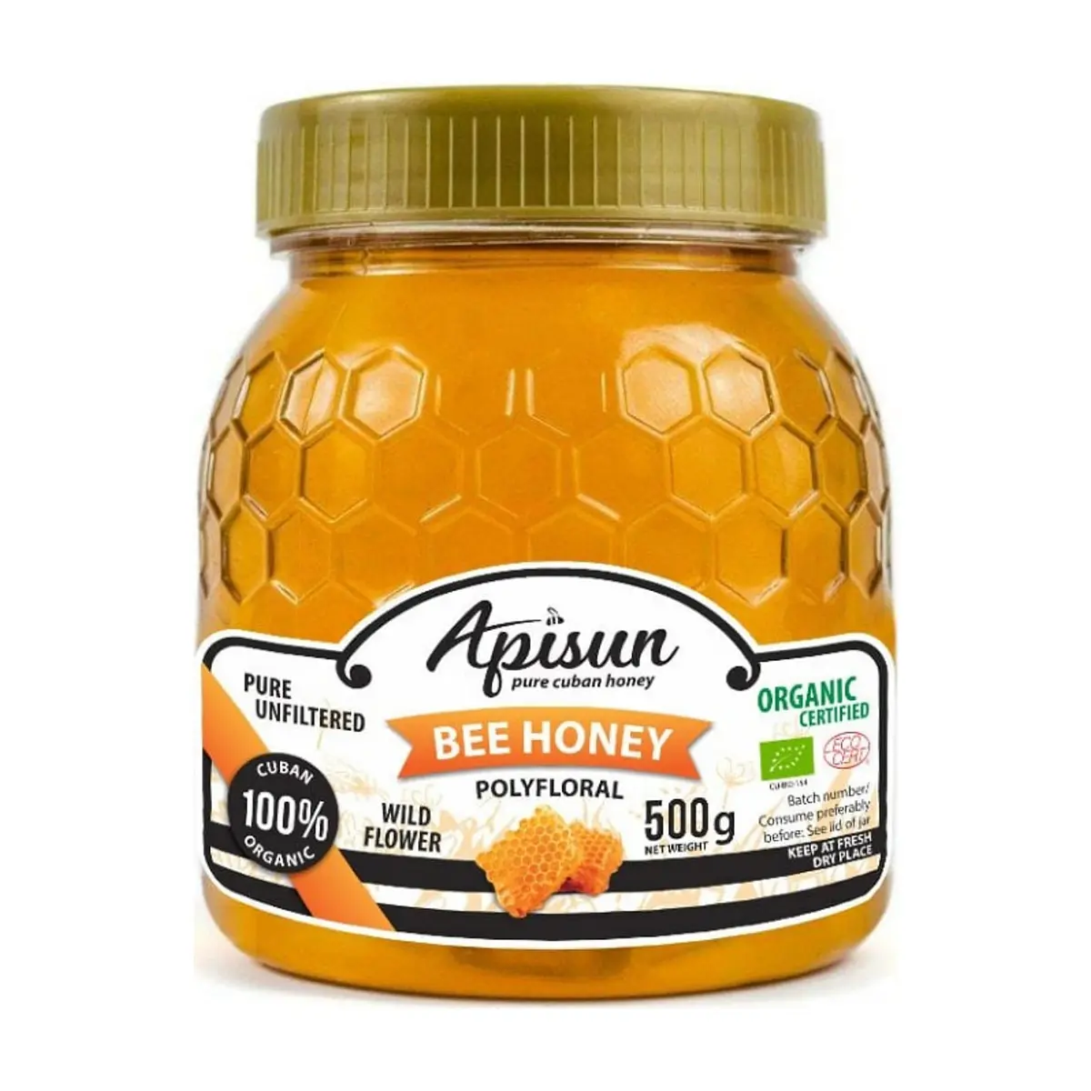 Miel de abejas polifloral 100% natural Apisun (500 g / 1.1 lb)