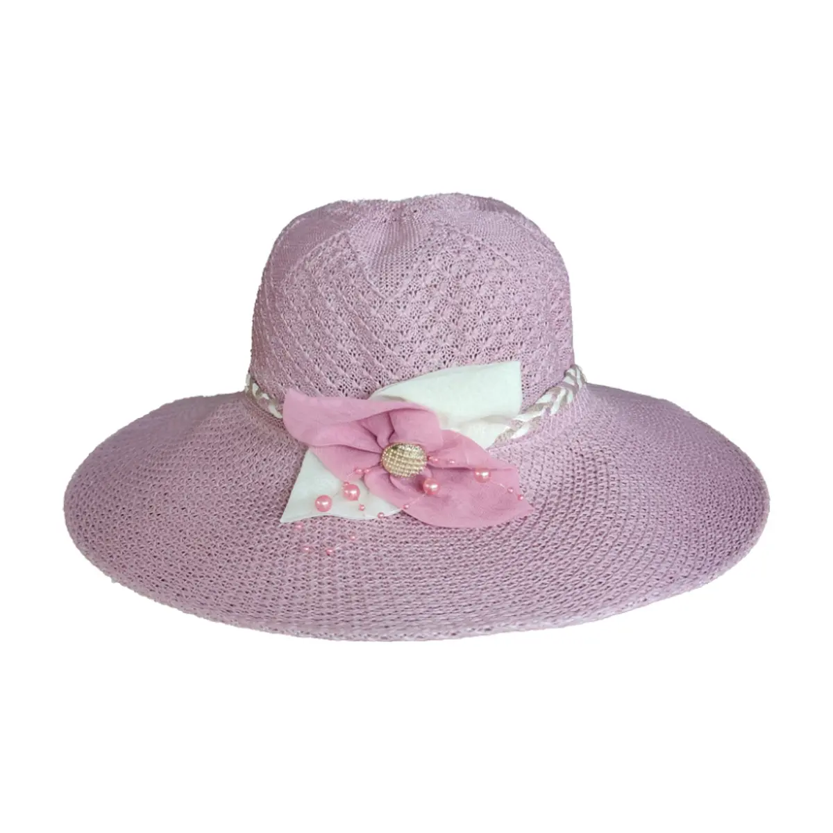 Sombrero playero tipo pamela para mujer color rosado Ray (38 cm)