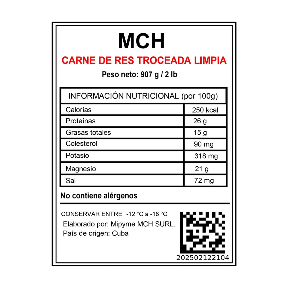 Carne de res troceada limpia MCH (907 g / 2 lb) - Thumbnail 3