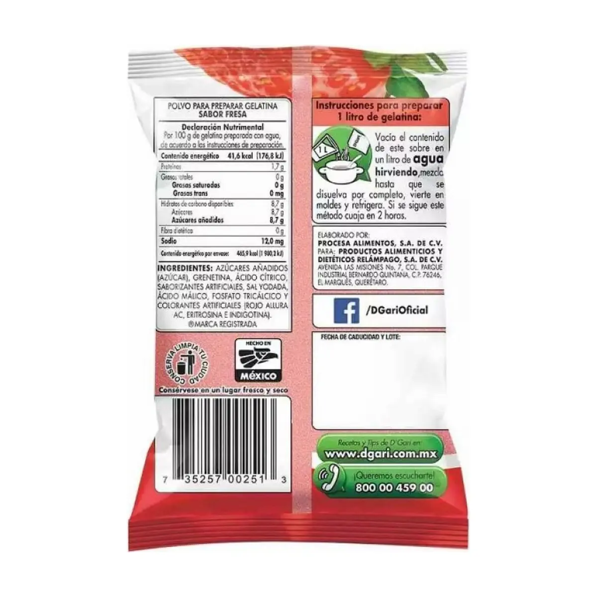 Gelatina sabor fresa D'Gari (120 g / 4.2 oz) - Thumbnail 3