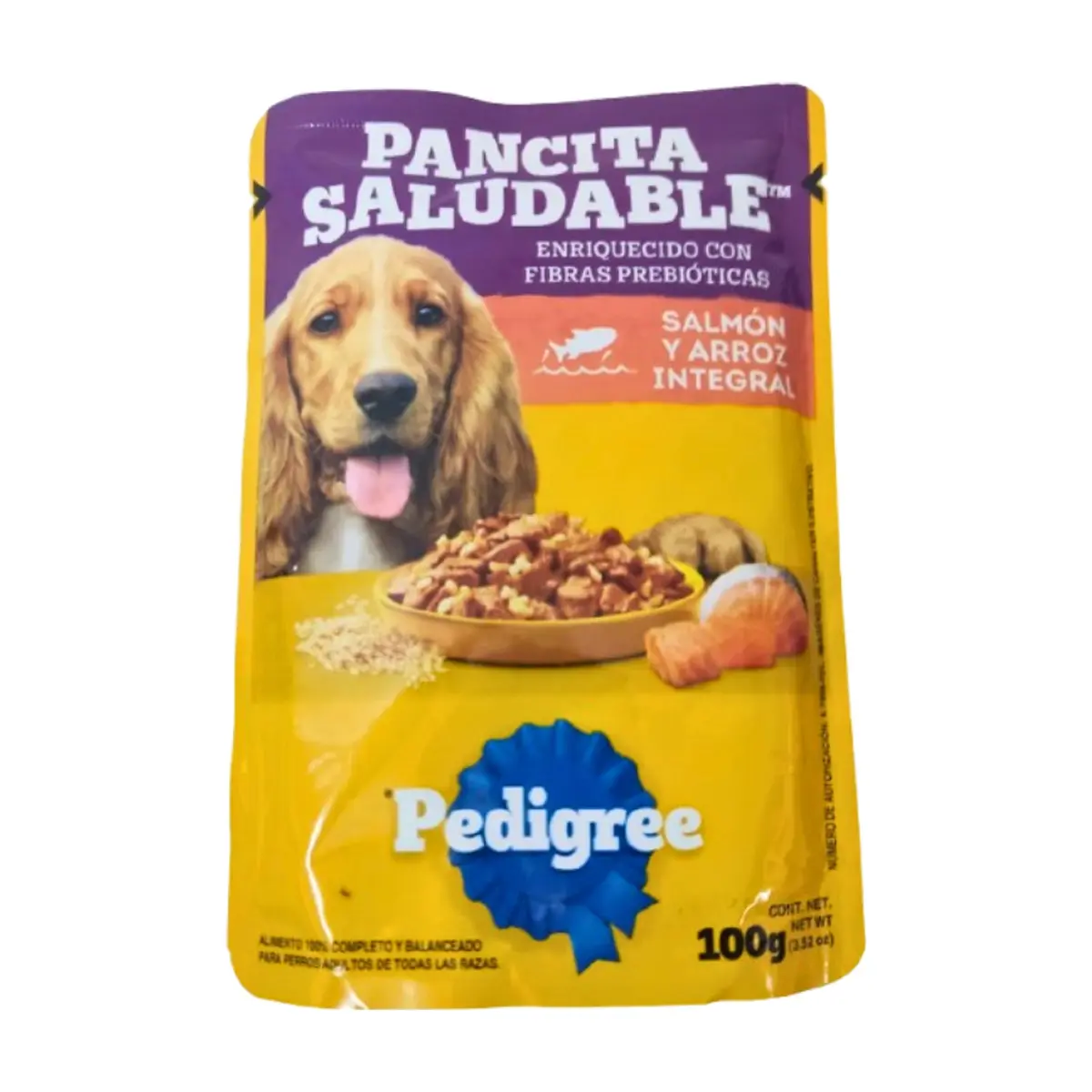 Alimento para perros adultos de todas las razas salmón y arroz integral Pancita Saludable Pedigree (100 g / 3.52 oz)