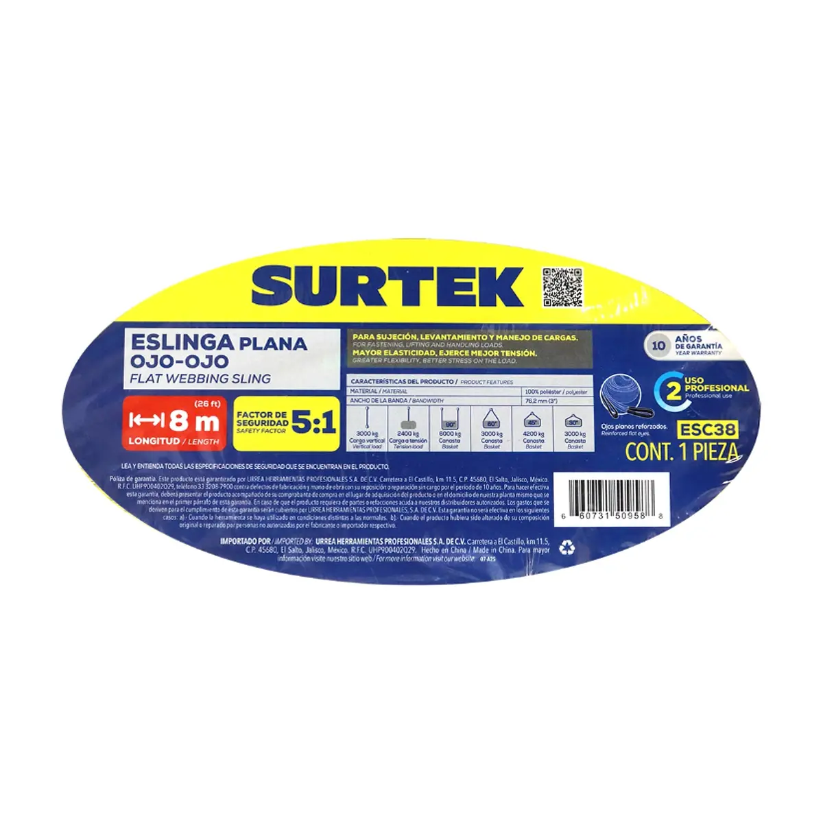 Eslinga plana ojo-ojo 8 m Surtek ESC38 - Miniatura 3