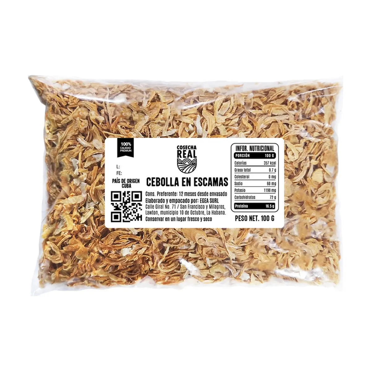Cebolla en escamas Cosecha Real (100 g / 3.52 oz)