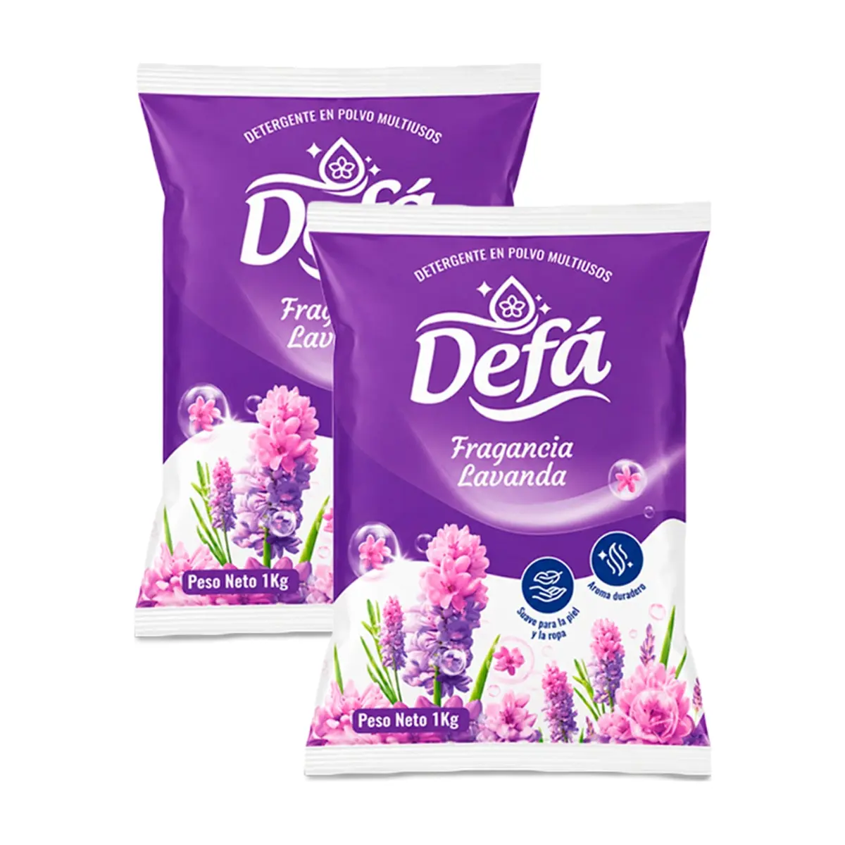 Detergente en polvo multiusos fragancia de lavanda Defá (2 x 1 kg / 2.2 lb)