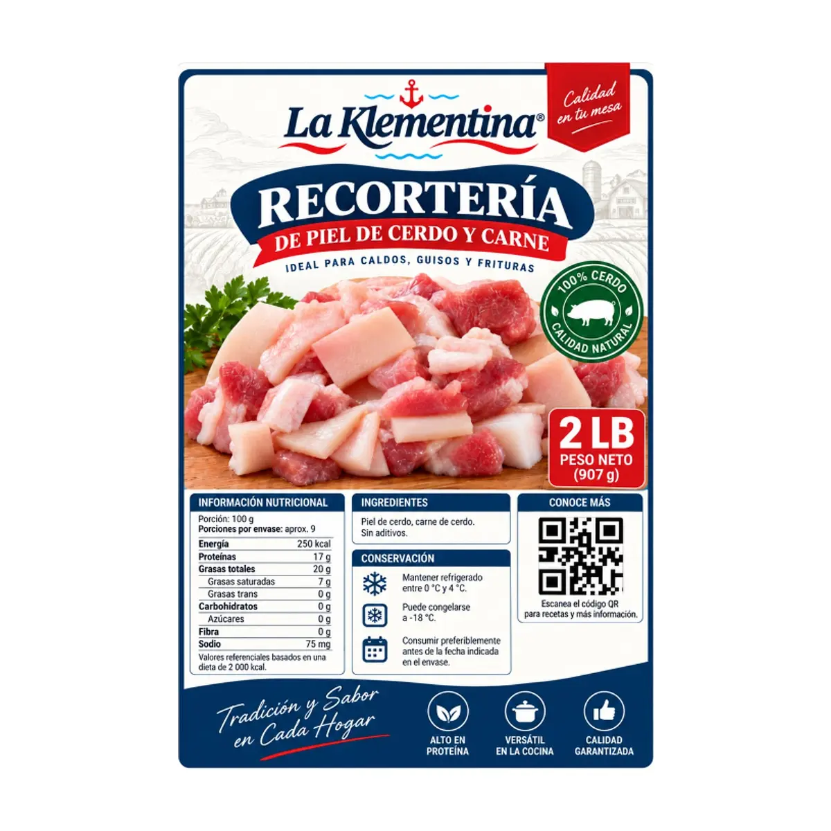 Recortería de piel de cerdo y carne La Klementina (907 g / 2 lb) - Thumbnail 2