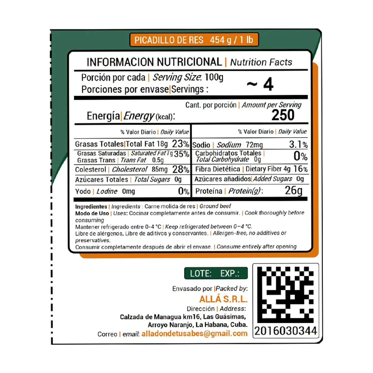 Picadillo de res 20% grasa ALLÁ (454 g / 1 lb) - Miniatura 10