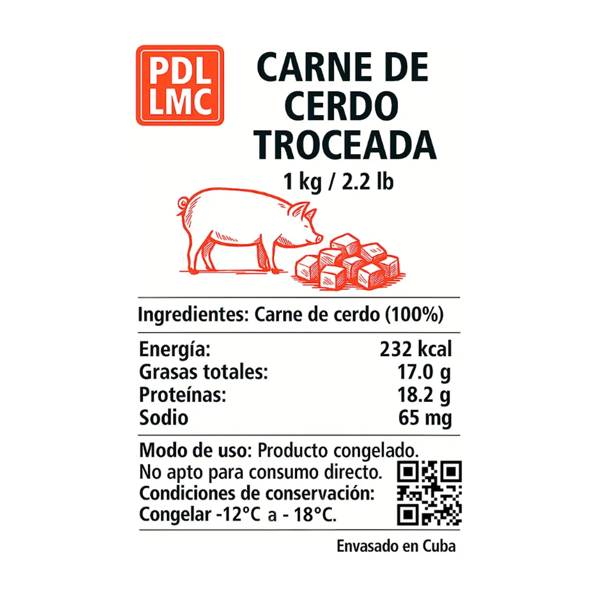 Carne de cerdo troceada PDL LMC (2 x 1 kg / 2.2 lb) - Thumbnail 2