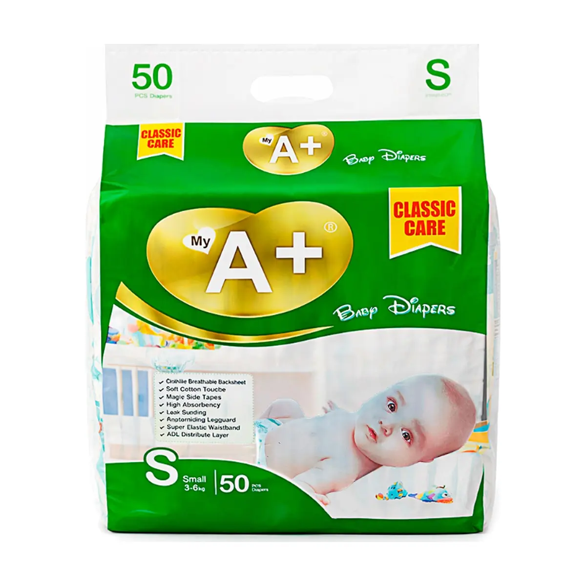 Pañales desechables para bebé etapa 1 My A+ Talla S (50 U)
