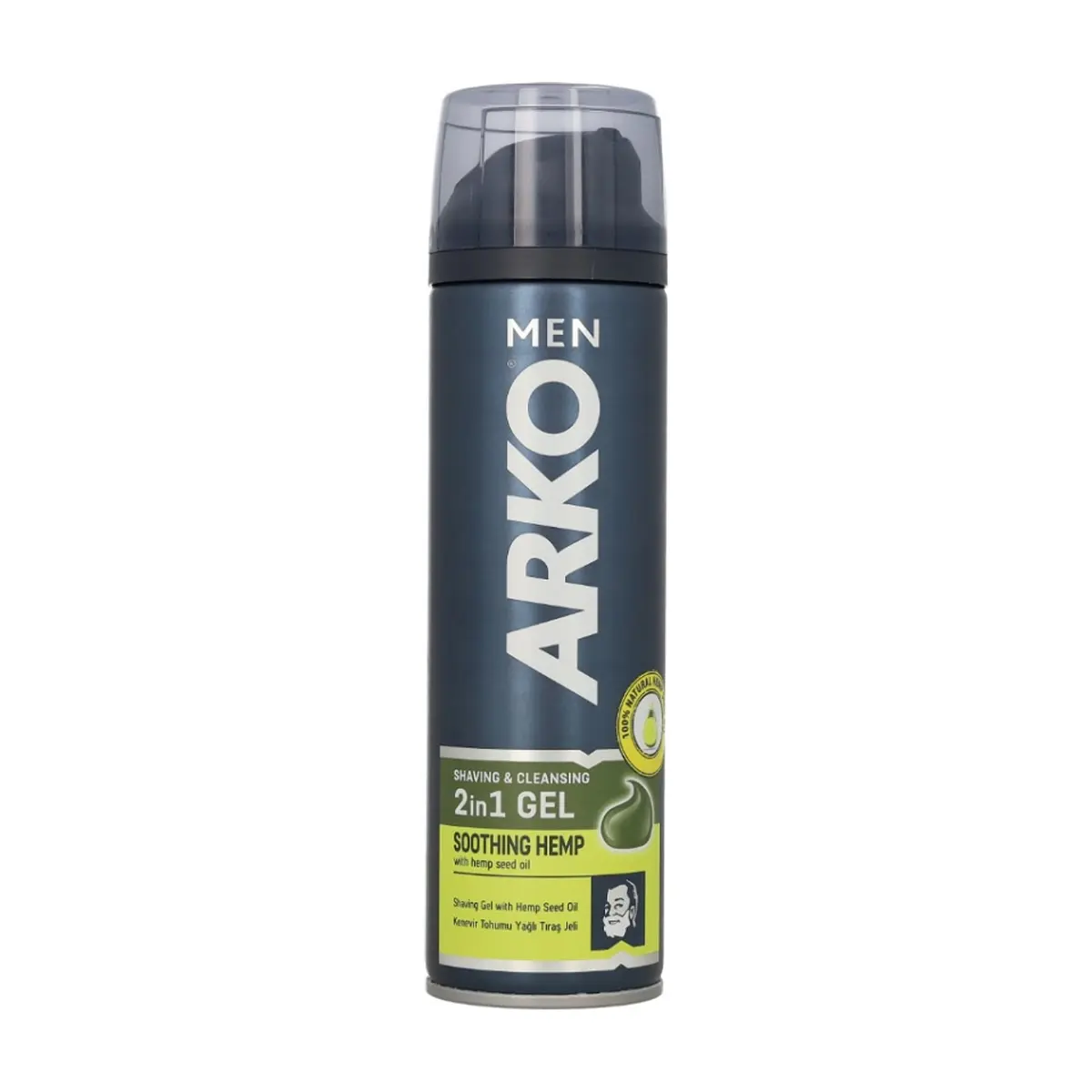 Gel para afeitado y limpieza 2 en 1 cáñamo calmante Arko (200 ml)