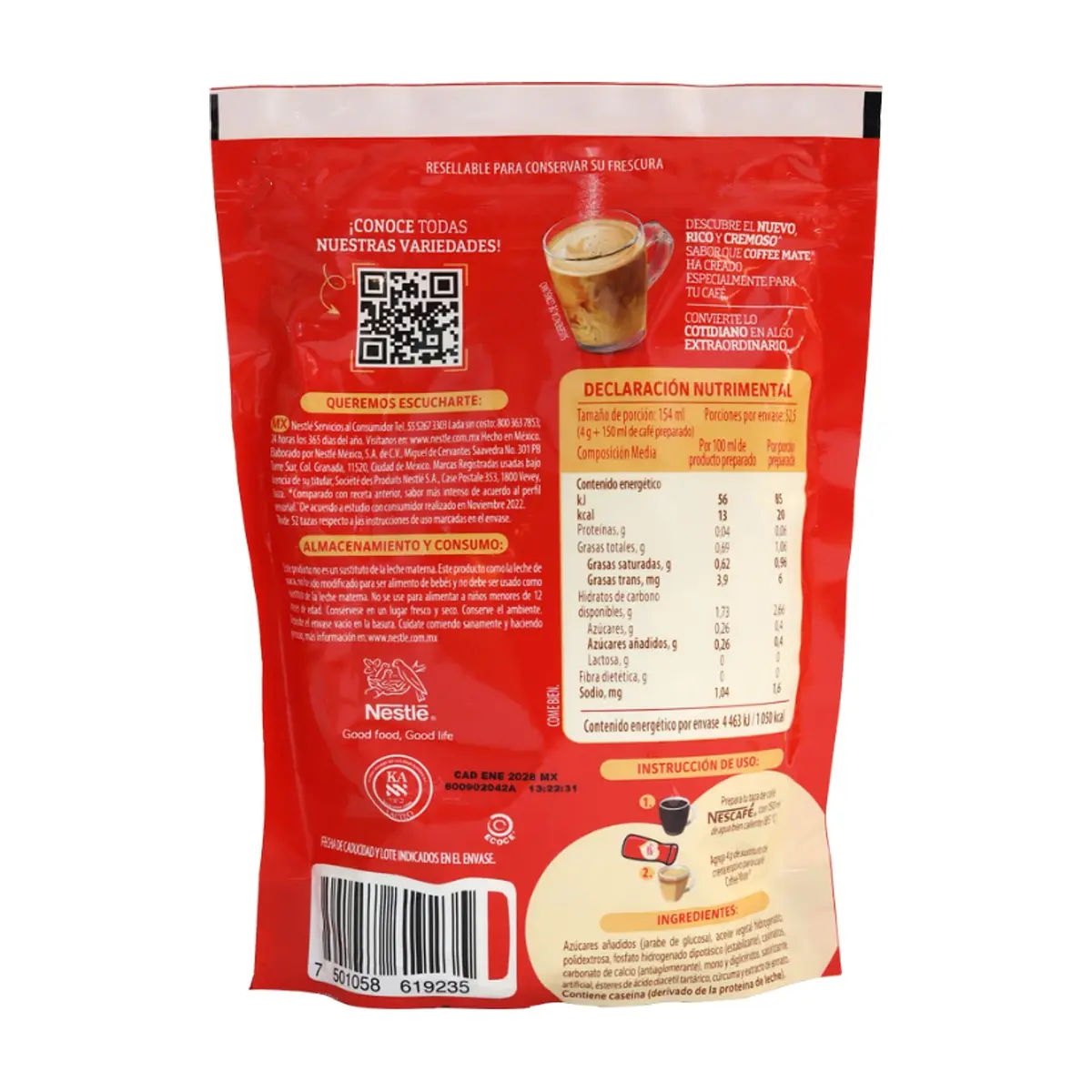 Sustituto de crema en polvo para café Nestlé Coffee Mate (210 g / 7.40 oz) - Miniatura 3