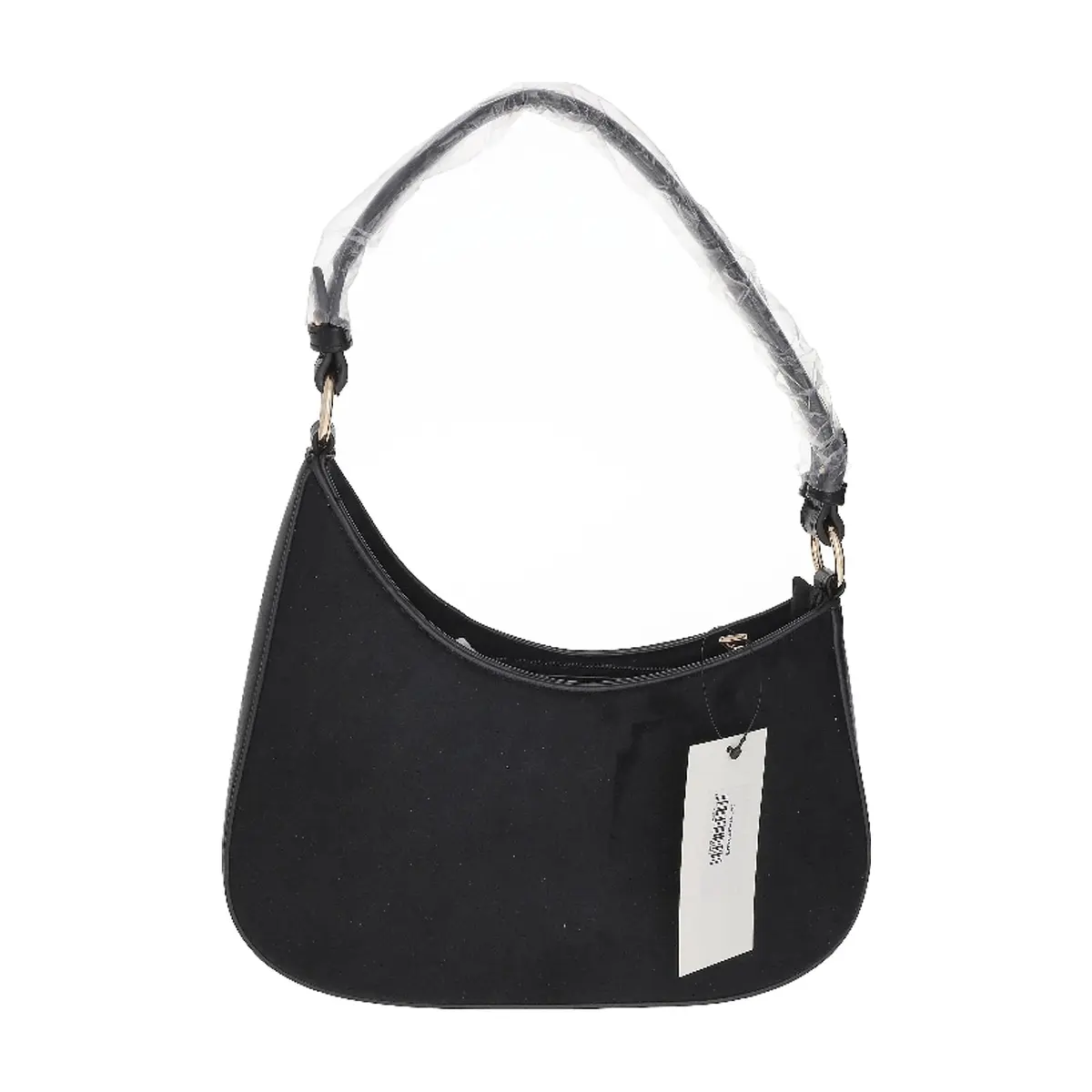 Bolso de hombro negro con acabado gamuza y asa ajustable Isabella (1 U) - Thumbnail 3