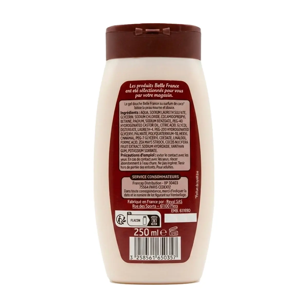 Gel de ducha con perfume de coco Belle France (250 ml) - Thumbnail 2