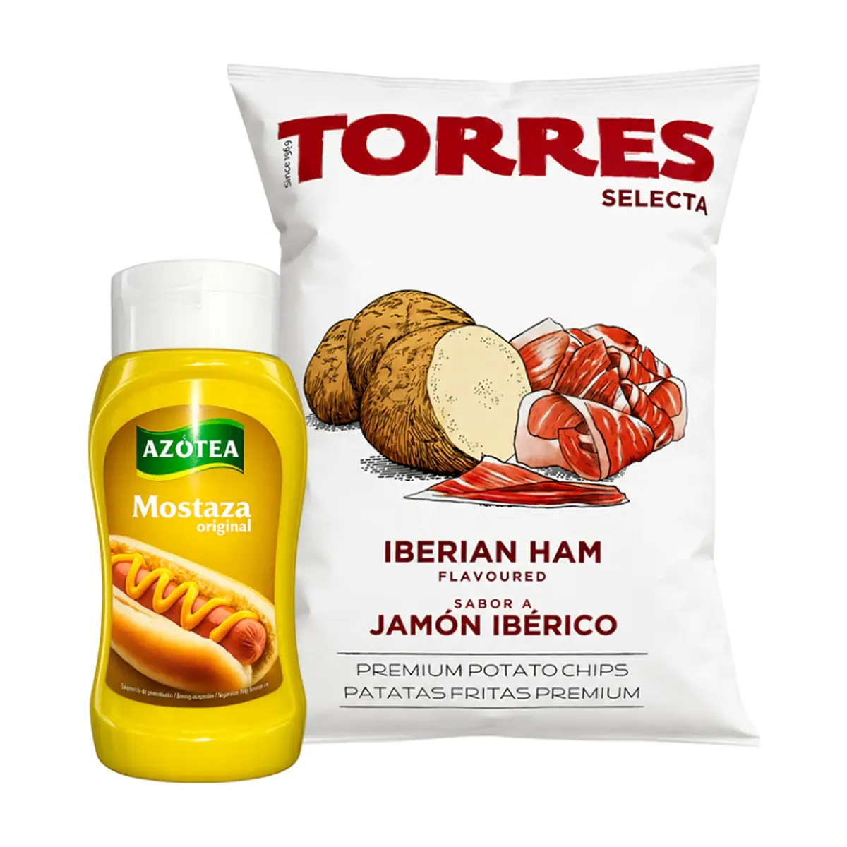 Combo: Mostaza + Patatas fritas sabor a jamón ibérico