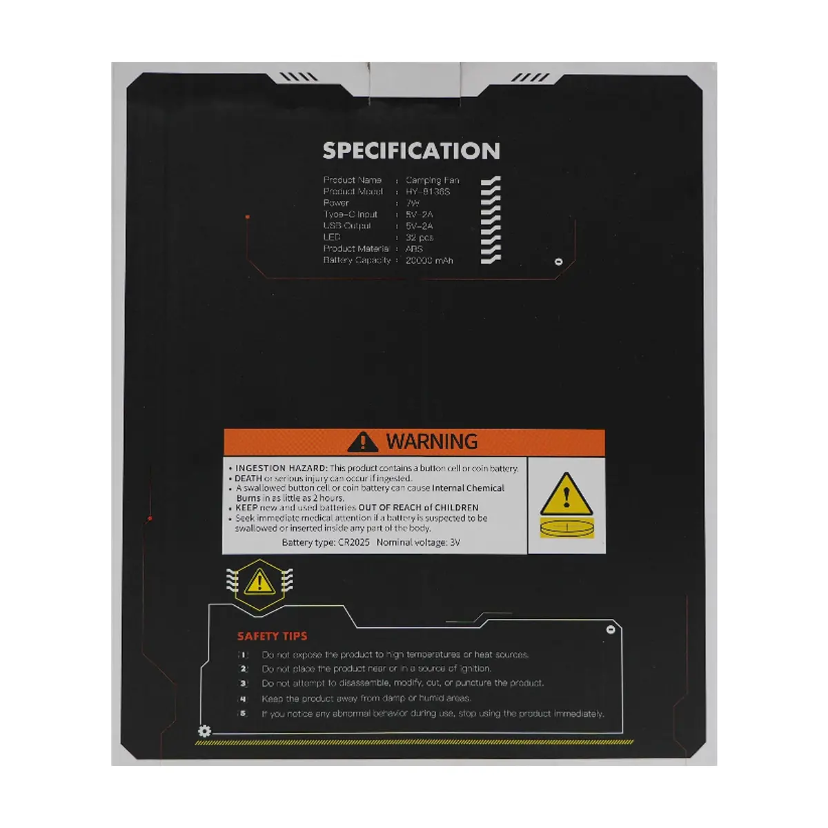 Ventilador portátil recargable de 7'' de dos aspas ColdSky HY-8136S (20000 mAh) - Thumbnail 4